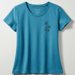 Camisa azul básica con bordado