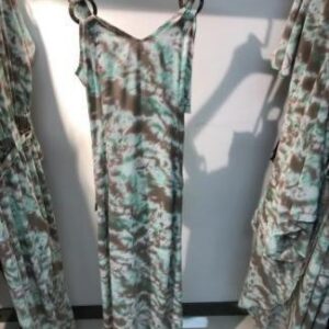 Vestido largo de tiras estampado natural