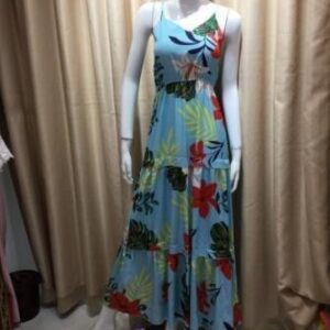 Vestido largo estampado tropical