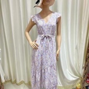 Vestido midi lila con lazo