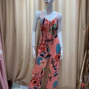 Enterizo largo rosa con estampado floral