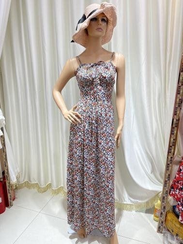 Vestido largo gris con lazo