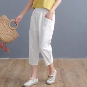 Pantalón capri blanco casual