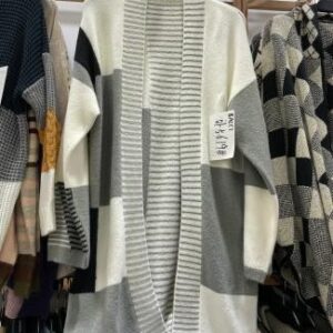Sweater cardigan largo bicolor