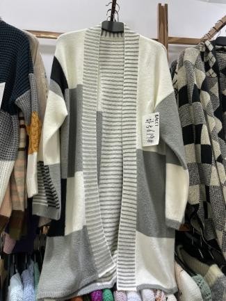 Sweater cardigan largo bicolor